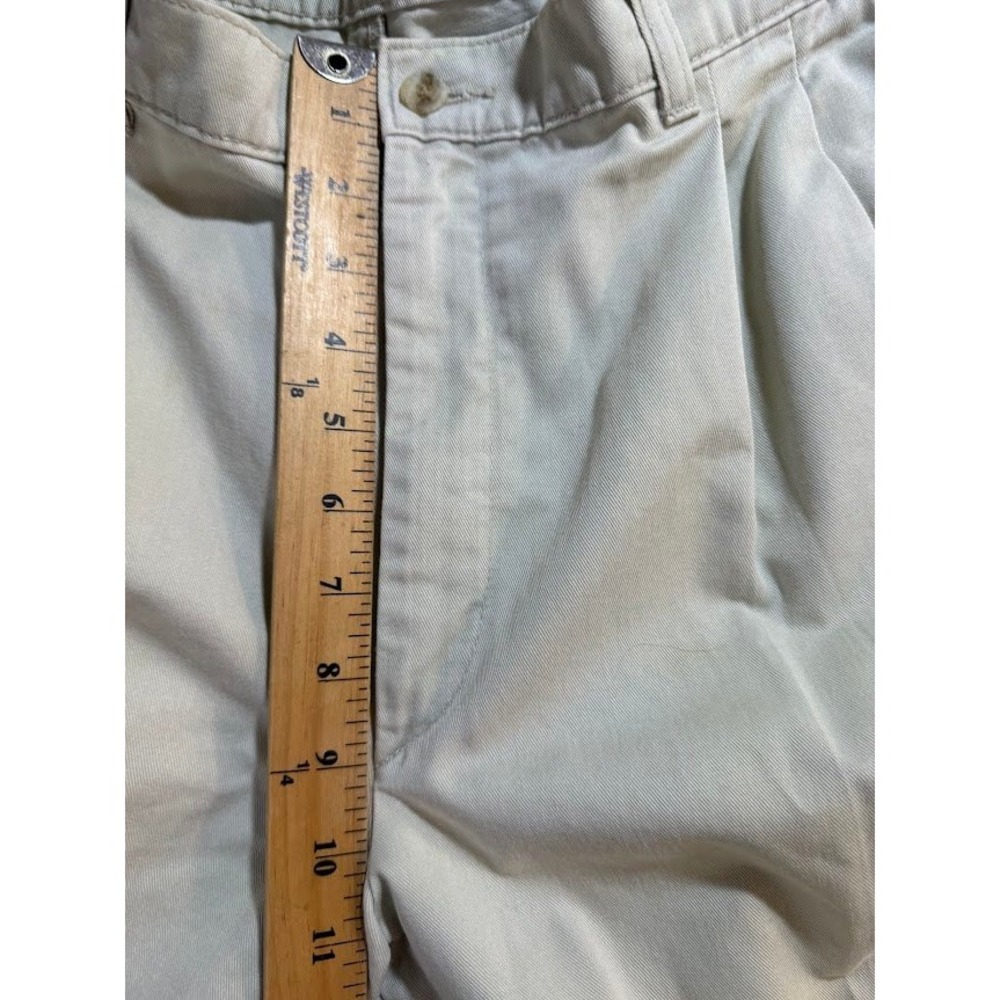 Savane Mens Pleated Front Chino Pants Stone Beige Cotton Twill Trousers 34X29 - Picture 6 of 8